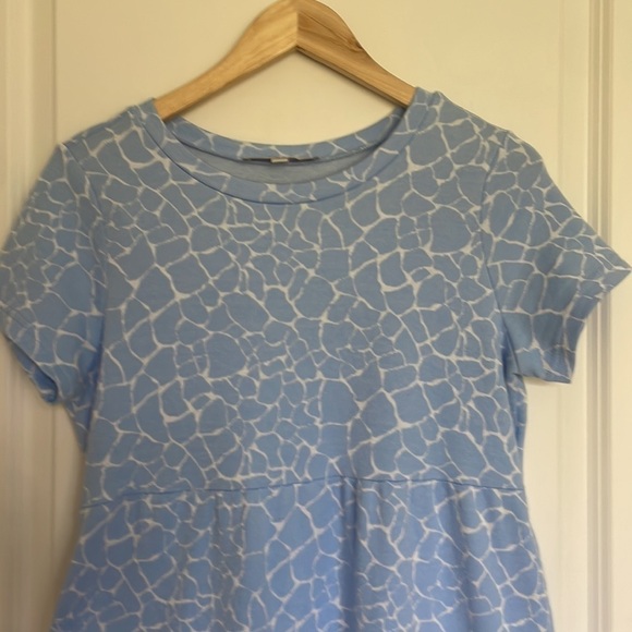 Loft Women’s casual Tiered Dress Light Blue/White MP - Picture 2 of 5